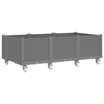 Világosszürke PP rácsos kerekes ültetőláda 150 x 80 x 54 cm 2