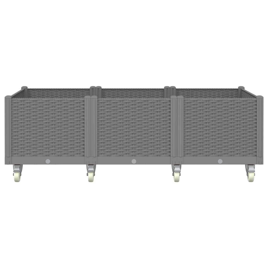 Világosszürke PP rácsos kerekes ültetőláda 150 x 80 x 54 cm 3