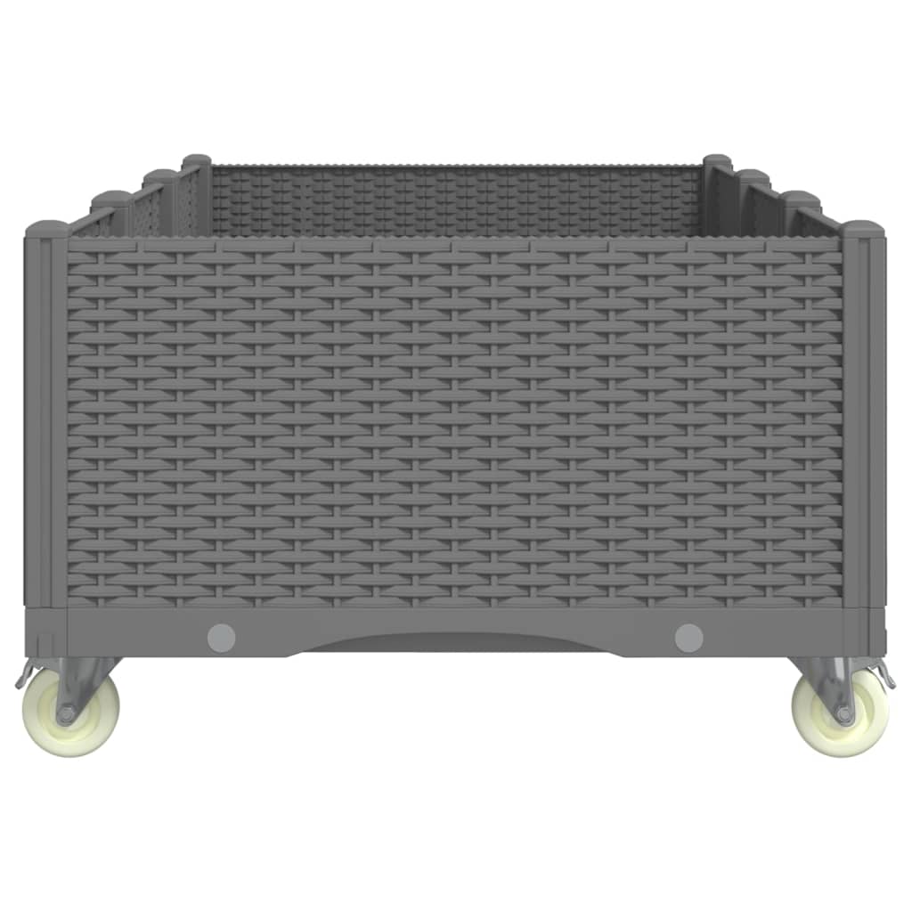 Világosszürke PP rácsos kerekes ültetőláda 150 x 80 x 54 cm 4