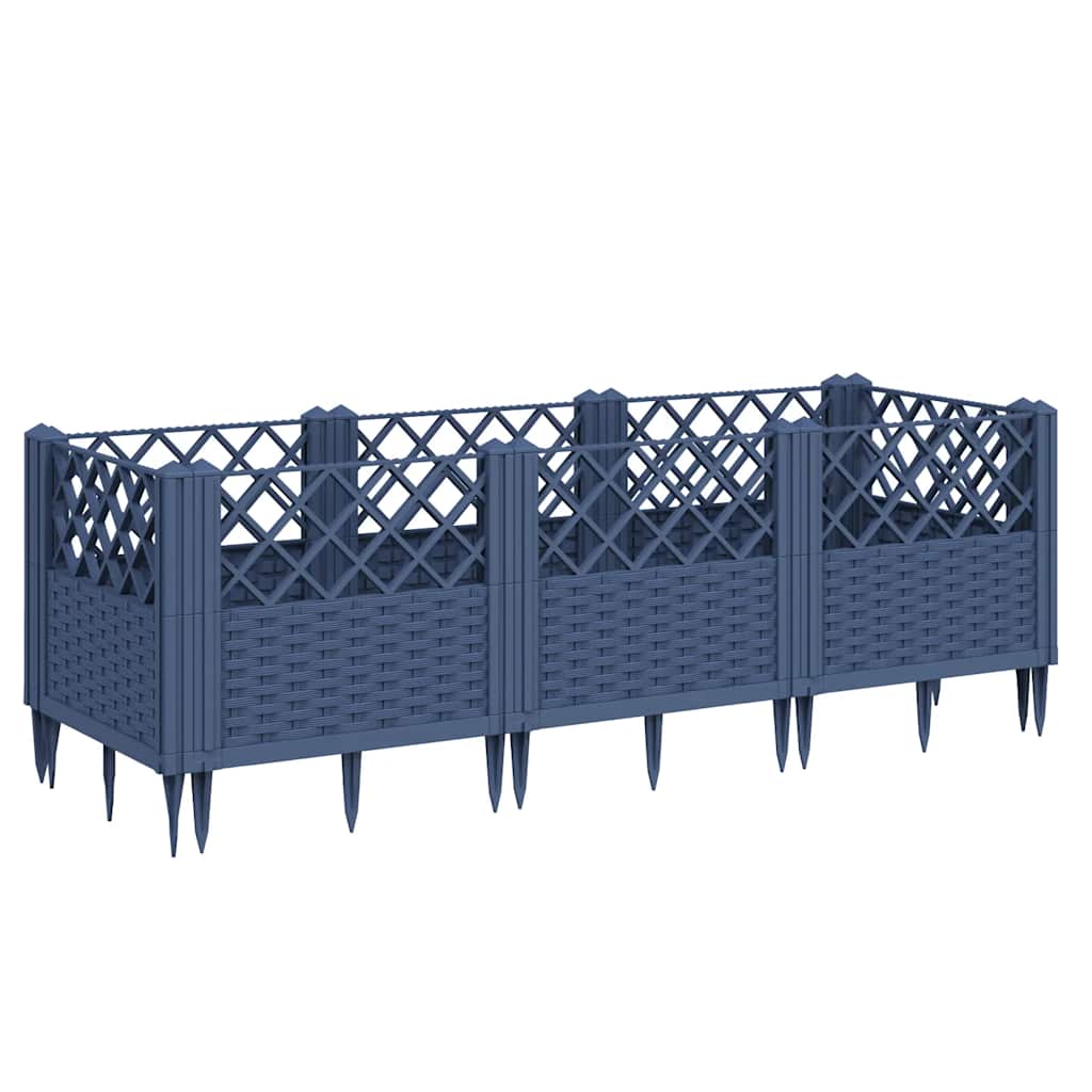 Kékszürke PP kerti virágláda cövekekkel 123,5 x 43,5 x 43,5 cm 2