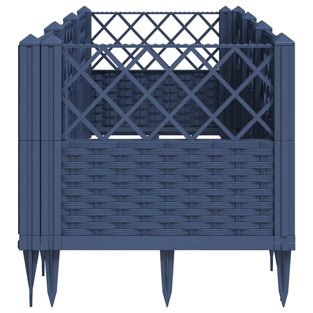 Kékszürke PP kerti virágláda cövekekkel 123,5 x 43,5 x 43,5 cm 4