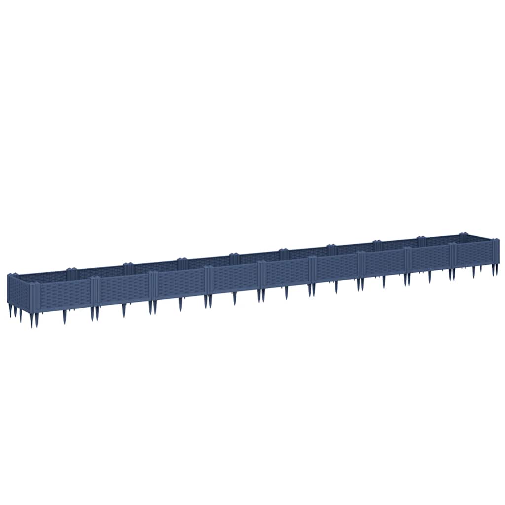 Kékszürke PP kerti virágláda cövekekkel 362,5 x 42,5 x 28,5 cm 5