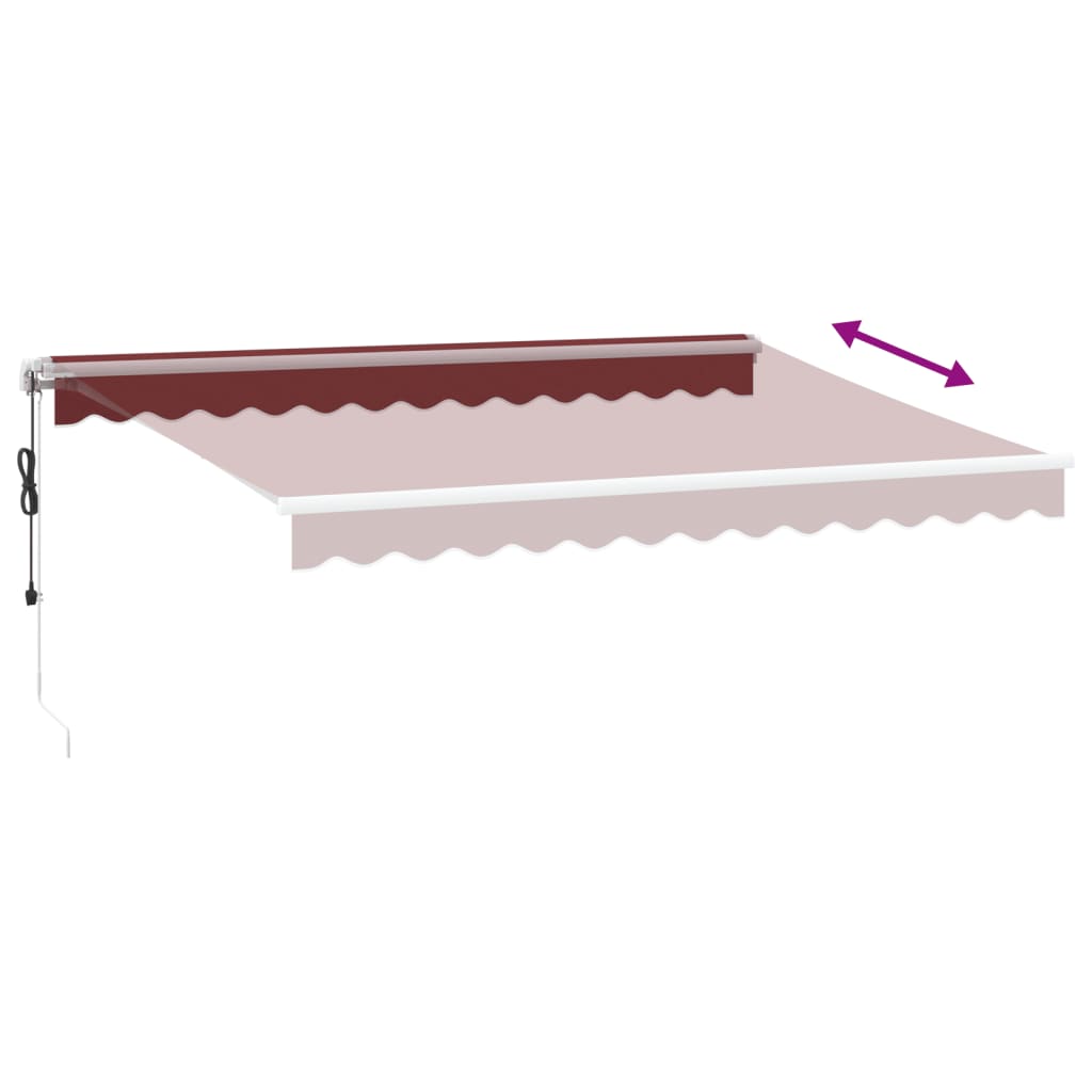 Burgundi vörös automata kihúzható LED-es napellenző 350x250 cm 10