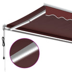 Burgundi vörös automata kihúzható LED-es napellenző 350x250 cm 6