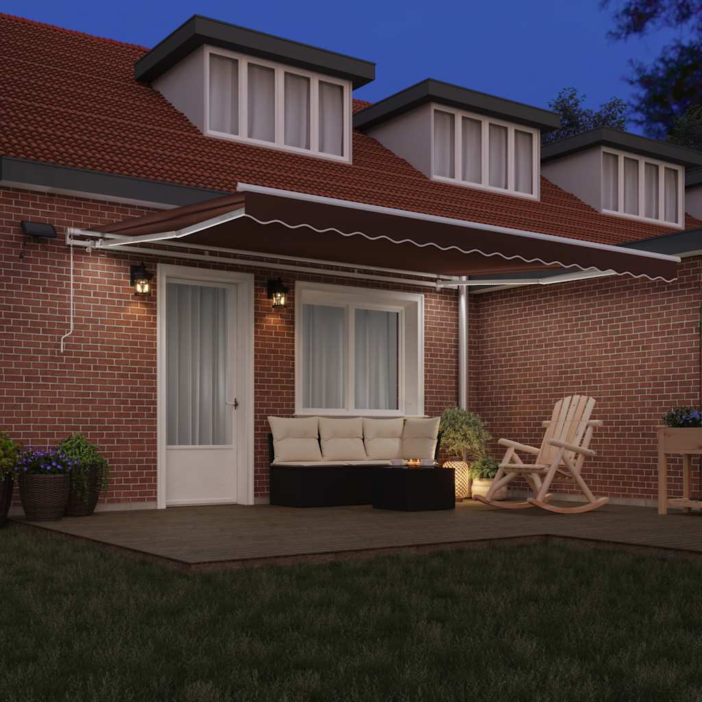 Barna kézzel kihúzható LED-es napellenző 450 x 300 cm 3