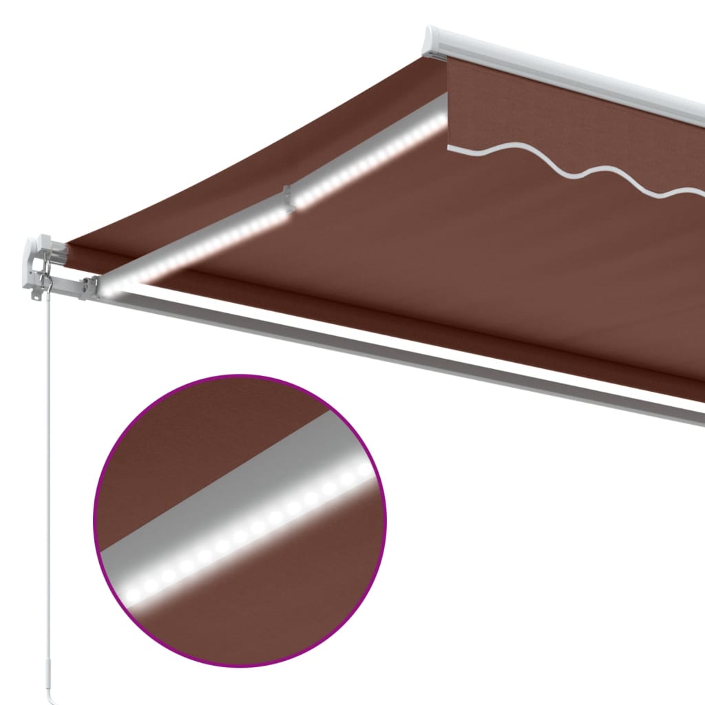 Barna kézzel kihúzható LED-es napellenző 400 x 350 cm 7