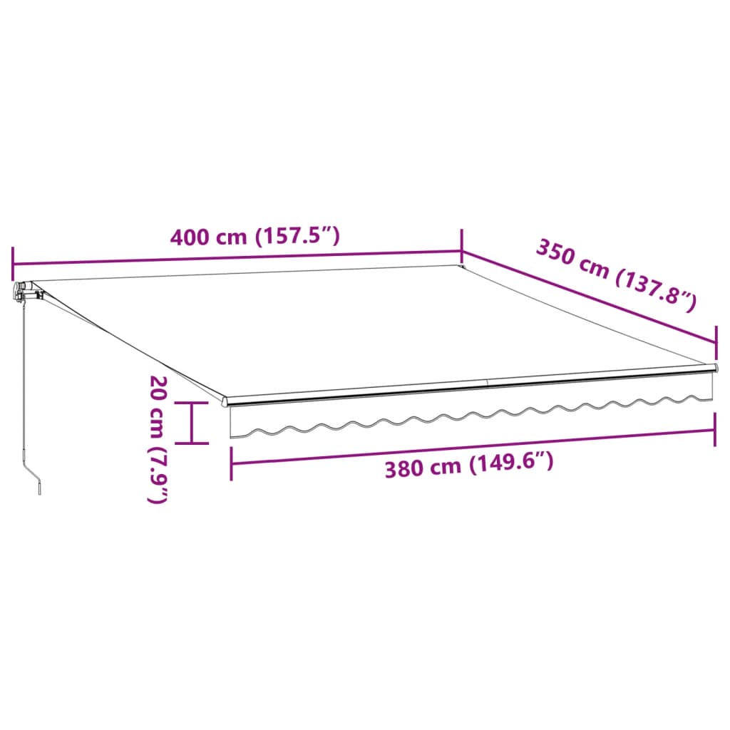 Barna kézzel kihúzható LED-es napellenző 400 x 350 cm 11
