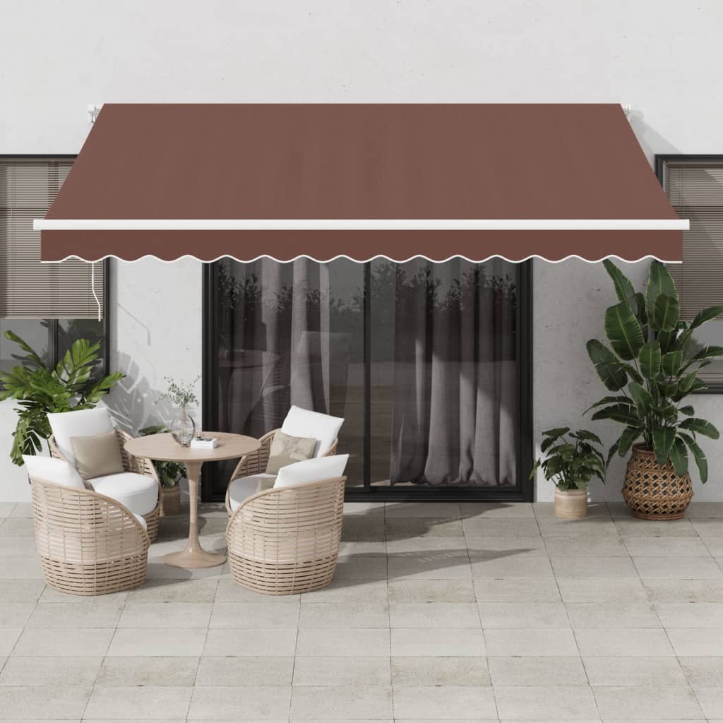 Barna kézzel kihúzható LED-es napellenző 400 x 350 cm