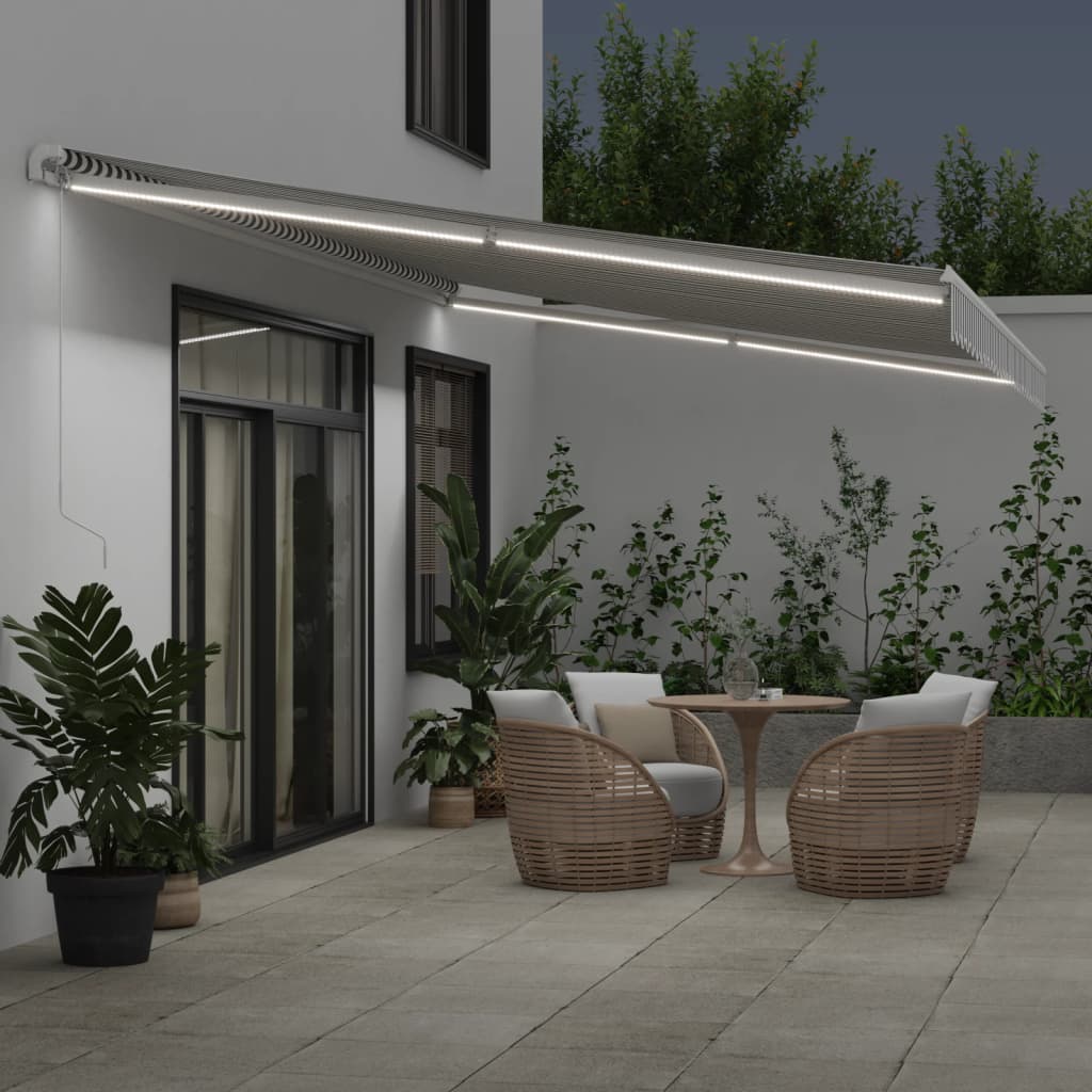 Antracitszürke-fehér LED-es kézi napellenző 600 x 350 cm 3