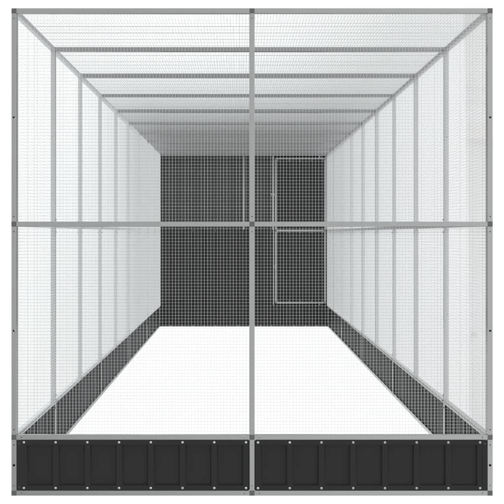 Ezüstszínű acél madárház bővítménnyel 1037 x 203 x 216 cm 4