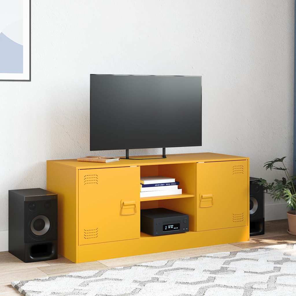 Mustársárga acél TV-szekrény 99 x 39 x 44 cm 3