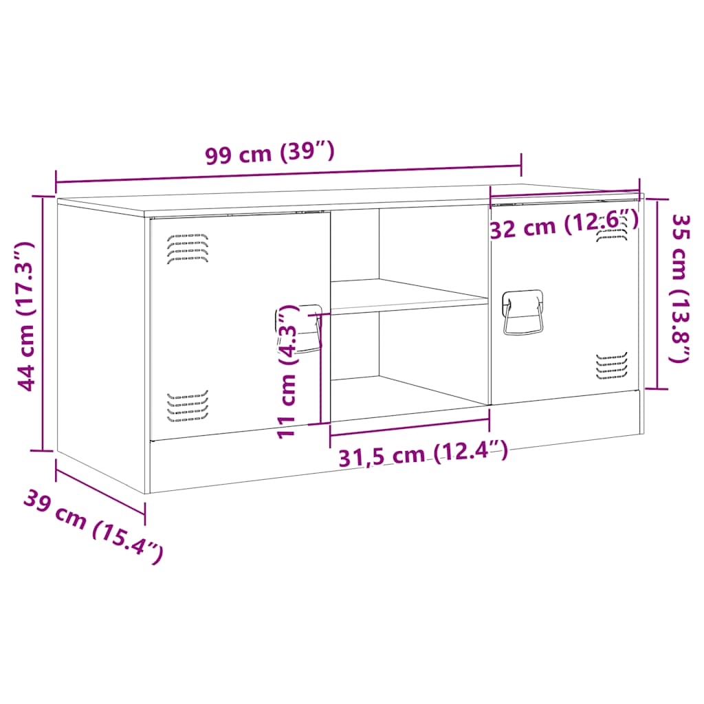 Mustársárga acél TV-szekrény 99 x 39 x 44 cm 15