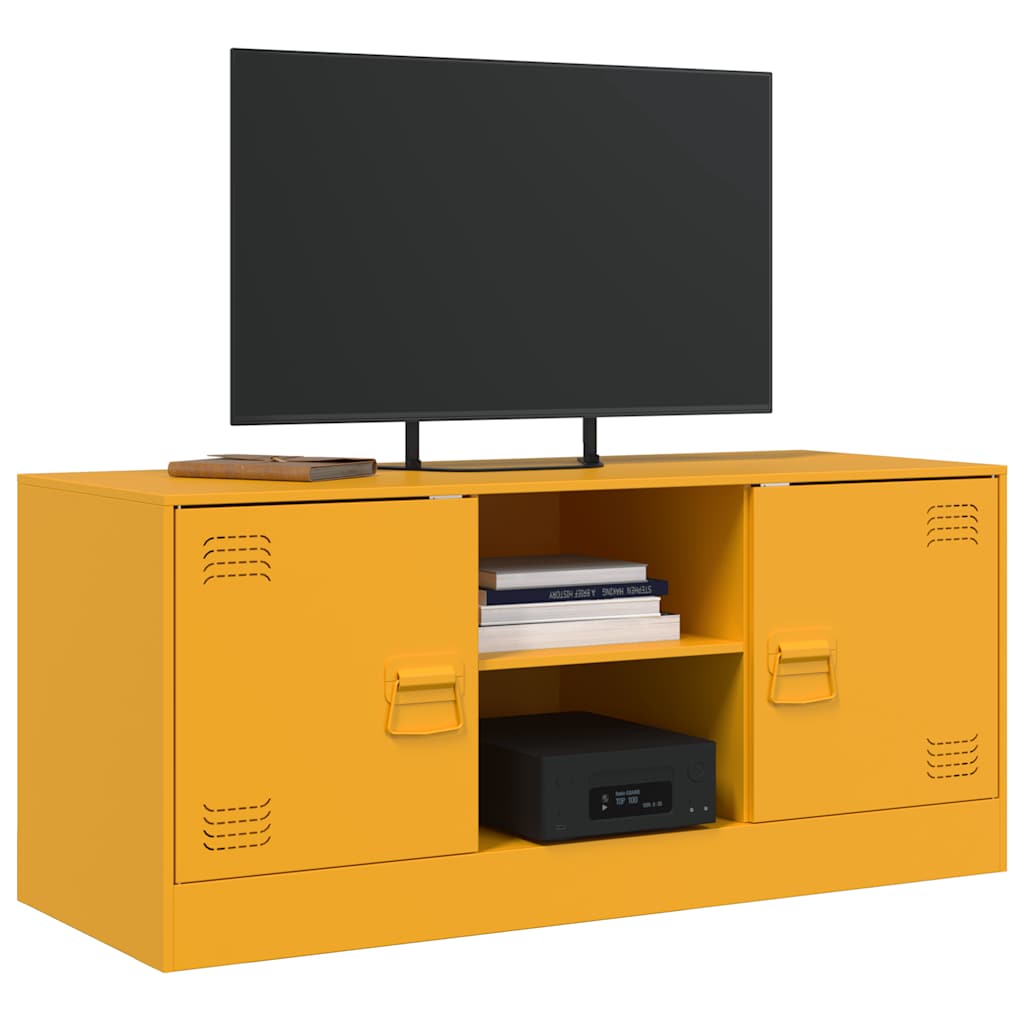 Mustársárga acél TV-szekrény 99 x 39 x 44 cm 4