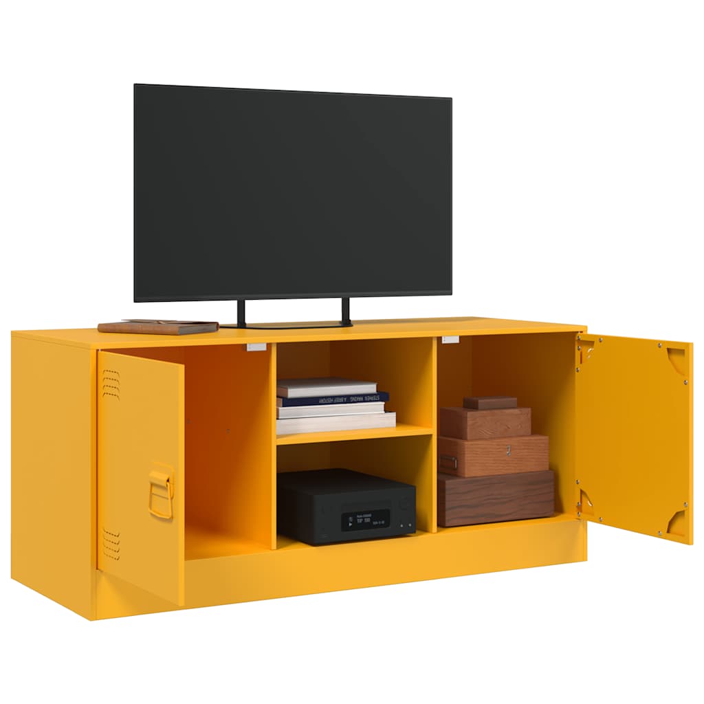 Mustársárga acél TV-szekrény 99 x 39 x 44 cm 5