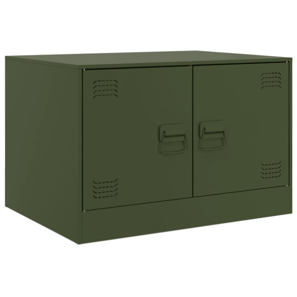 Olívazöld acél dohányzóasztal 67 x 50 x 44 cm 2