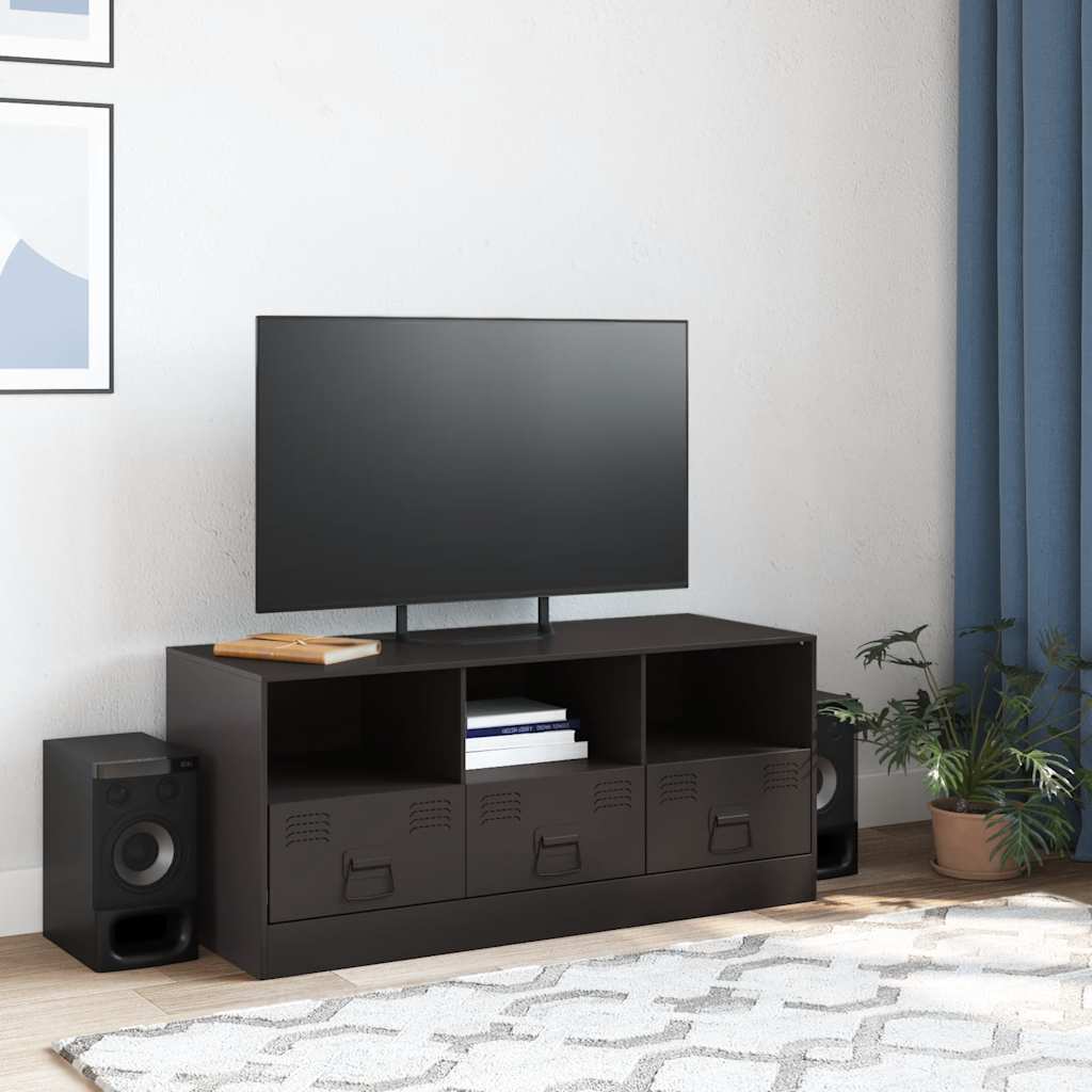 Fekete acél TV-szekrény 99 x 39 x 44 cm 3