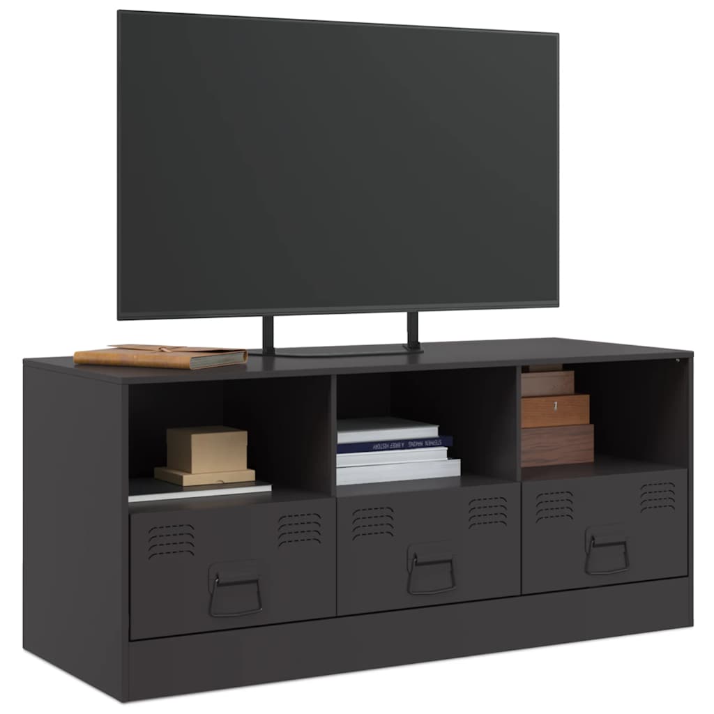 Fekete acél TV-szekrény 99 x 39 x 44 cm 4
