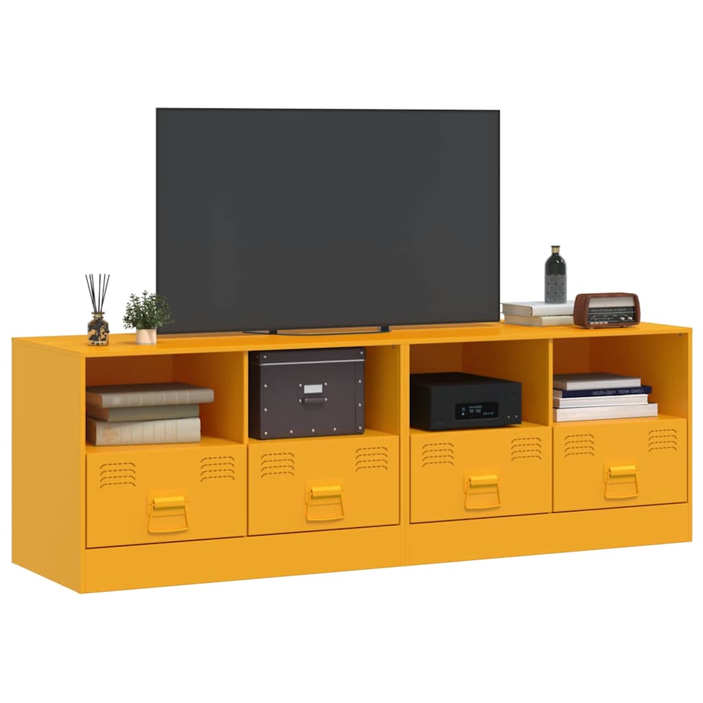 2 db mustársárga acél TV-szekrény 67 x 39 x 44 cm 3