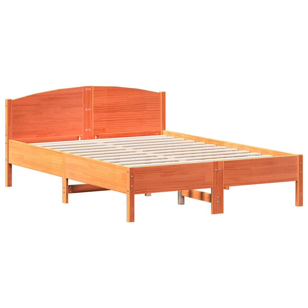 Viaszbarna tömör fenyőfa ágy matrac nélkül 135 x 190 cm 2
