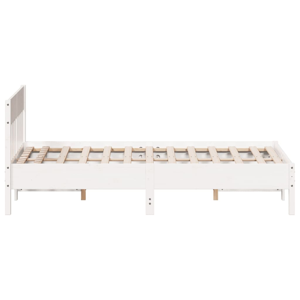 Fehér tömör fenyőfa ágy matrac nélkül 140x190 cm 5