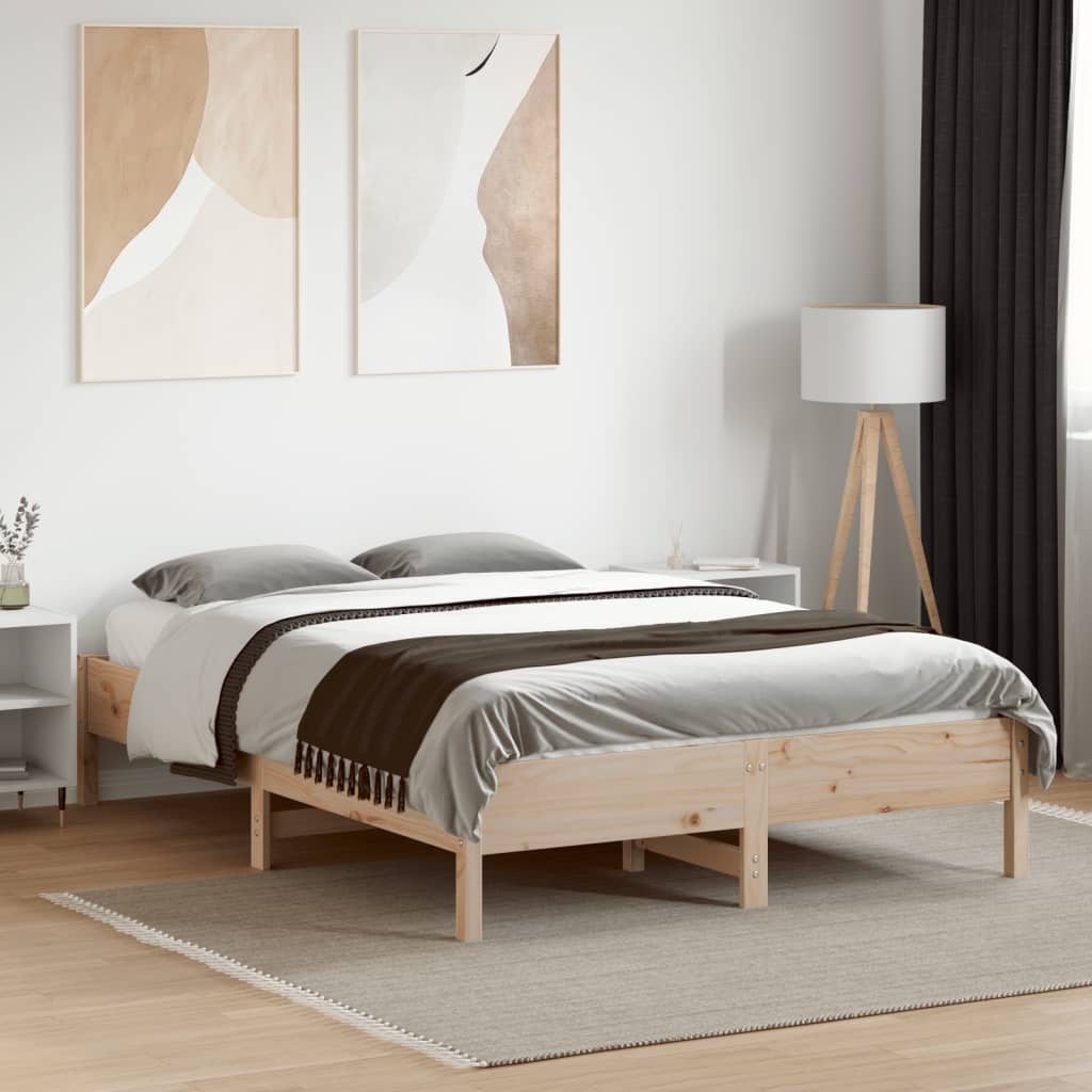 Tömör fenyőfa ágy matrac nélkül 135 x 190 cm 3