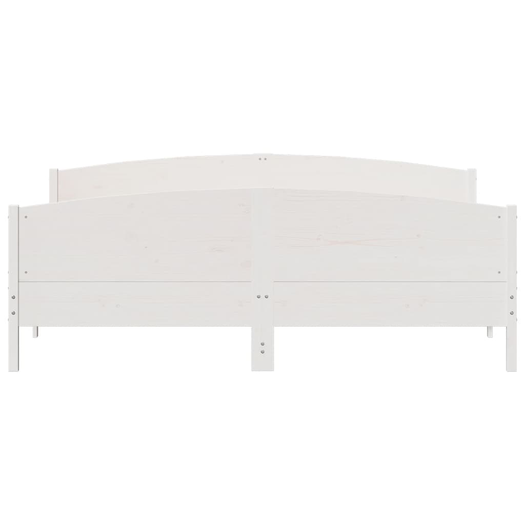 Fehér tömör fenyőfa ágy matrac nélkül 200 x 200 cm 4
