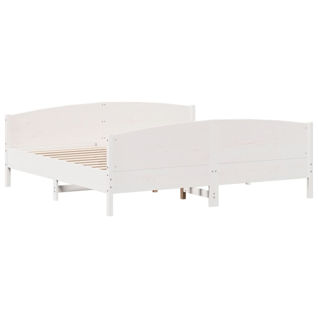 Fehér tömör fenyőfa ágy matrac nélkül 200 x 200 cm 6