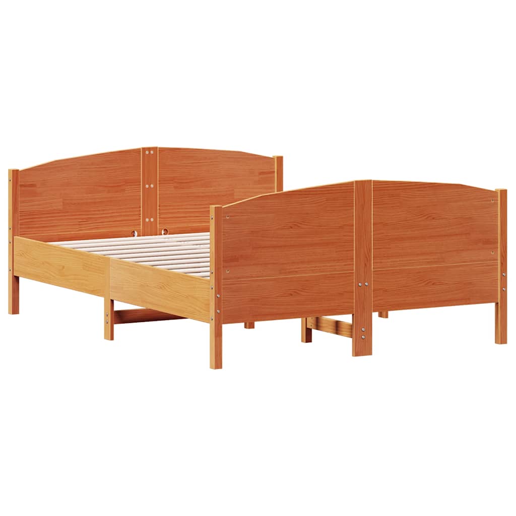 Viaszbarna tömör fenyőfa ágy matrac nélkül 140 x 190 cm 6