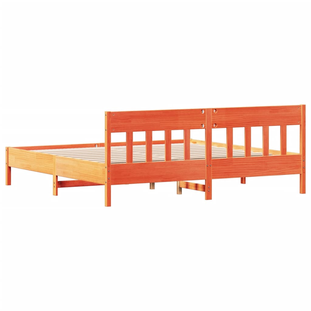 Viaszbarna tömör fenyőfa ágy matrac nélkül 180 x 200 cm 6
