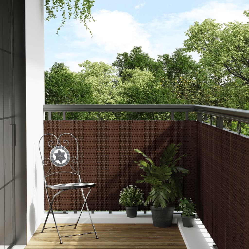 Barna és fekete polyrattan erkélyparaván 1000x100 cm