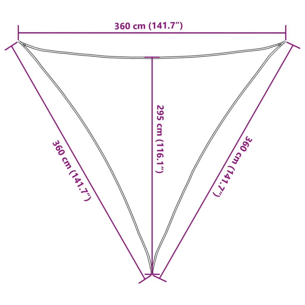 100% poliészter oxford szövet napvitorla 3,6x3,6x3,6 m 10