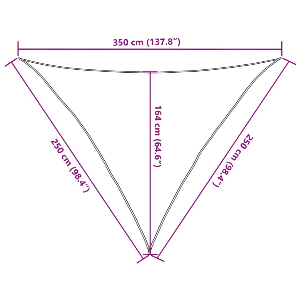 100% poliészter oxford szövet napvitorla 2,5x2,5x3,5 m 10