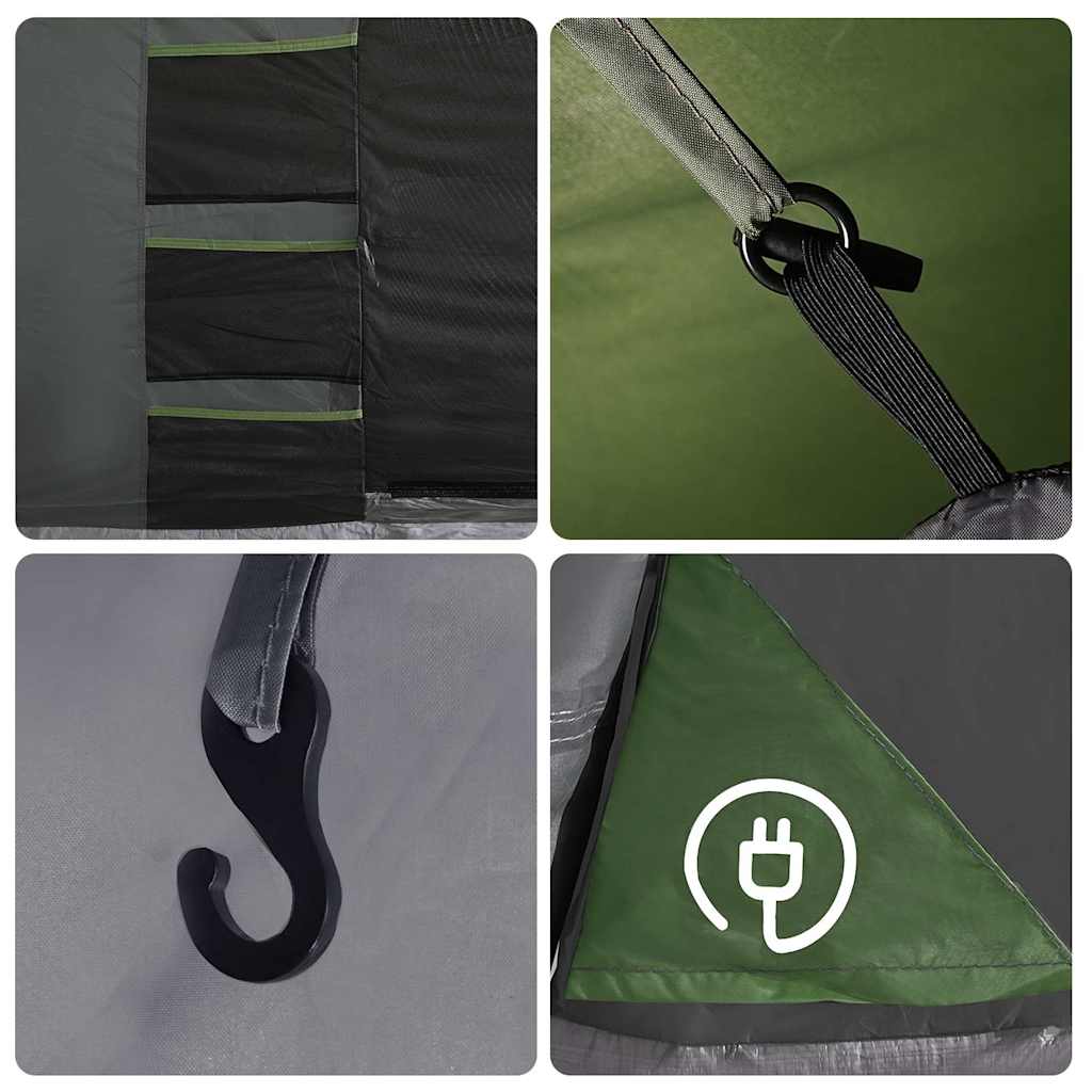 8 személyes zöld vízálló kempingsátor 15