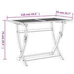 Összecsukható tömör akácfa kerti asztal 110 x 55 x 75 cm 9