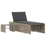 2 db világosszürke polyrattan napozóágy asztallal 5