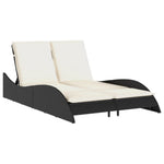 Fekete polyrattan napozóágy párnákkal 114x205x73 cm 2