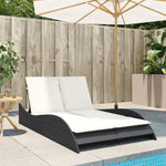 Fekete polyrattan napozóágy párnákkal 114x205x73 cm 3