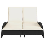 Fekete polyrattan napozóágy párnákkal 114x205x73 cm 4