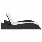 Fekete polyrattan napozóágy párnákkal 114x205x73 cm 5