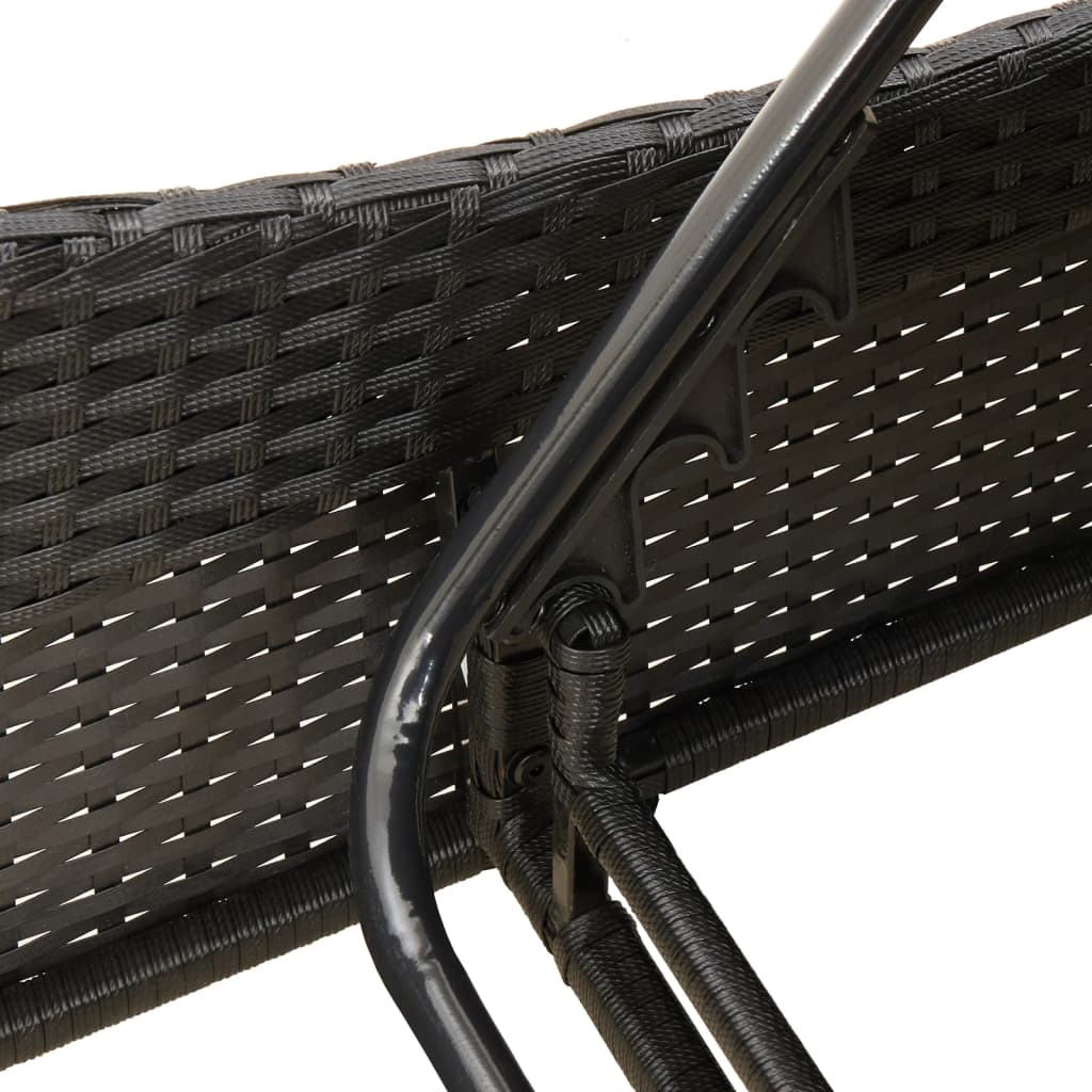 Fekete polyrattan napozóágy párnákkal 114x205x73 cm 9