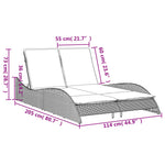 Fekete polyrattan napozóágy párnákkal 114x205x73 cm 10