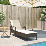Barna polyrattan napozóágy párnával 63x200x81 cm 3
