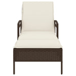 Barna polyrattan napozóágy párnával 63x200x81 cm 4