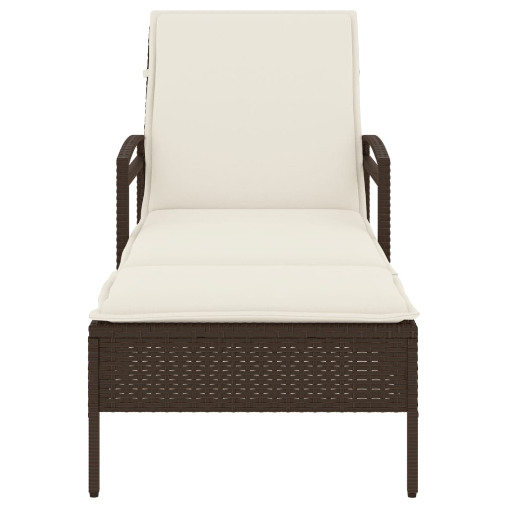 Barna polyrattan napozóágy párnával 63x200x81 cm 4