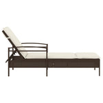 Barna polyrattan napozóágy párnával 63x200x81 cm 5