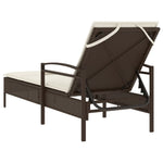 Barna polyrattan napozóágy párnával 63x200x81 cm 6