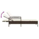 Barna polyrattan napozóágy párnával 63x200x81 cm 7