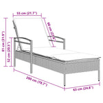 Barna polyrattan napozóágy párnával 63x200x81 cm 9