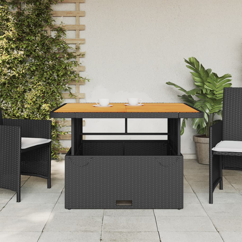 Fekete polyrattan és akácfa kerti asztal 110 x 110 x 71 cm 3