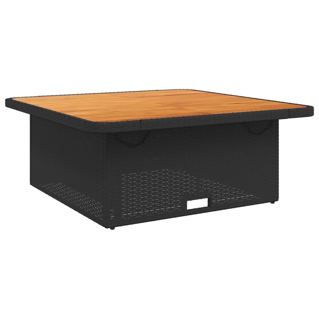 Fekete polyrattan és akácfa kerti asztal 110 x 110 x 71 cm 7